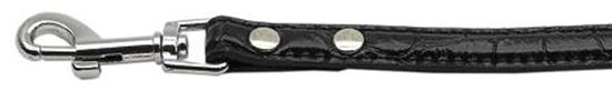 18mm  Two Tier Faux Croc Collar Black 12IN Leash